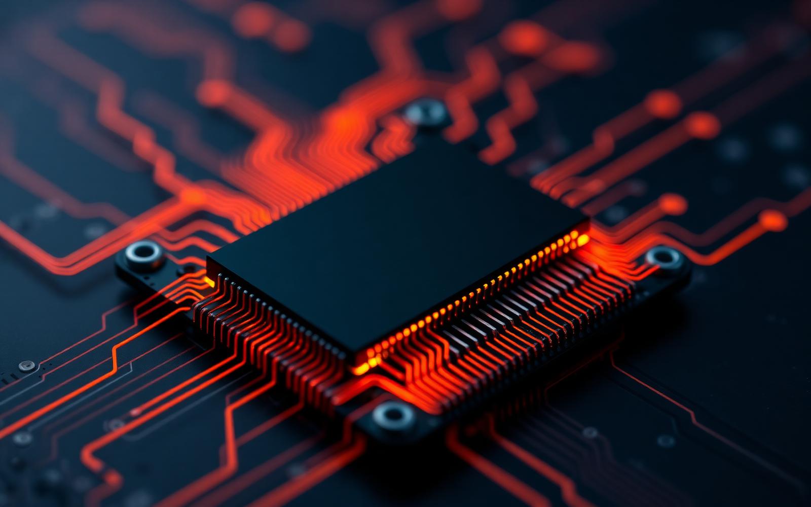 Embedded MCU with glowing circuits